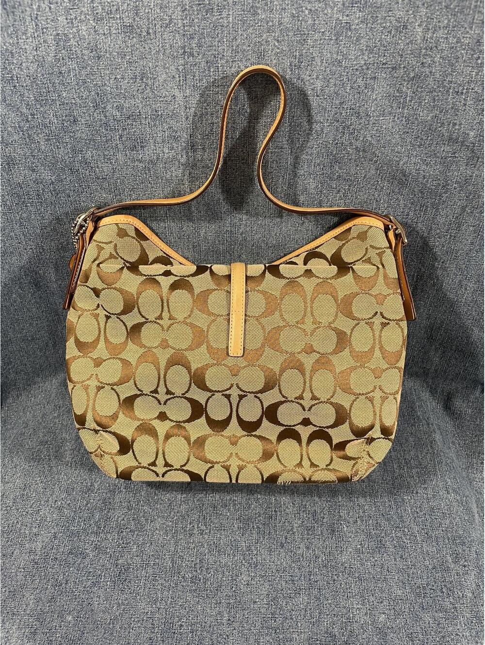 NWOT Vintage Y2K Coach Sufflette Hampton Bag jacquard khaki tan orange interior - Picture 2 of 6